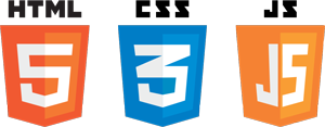 HTML 5, CSS 3, and JavaScript logos